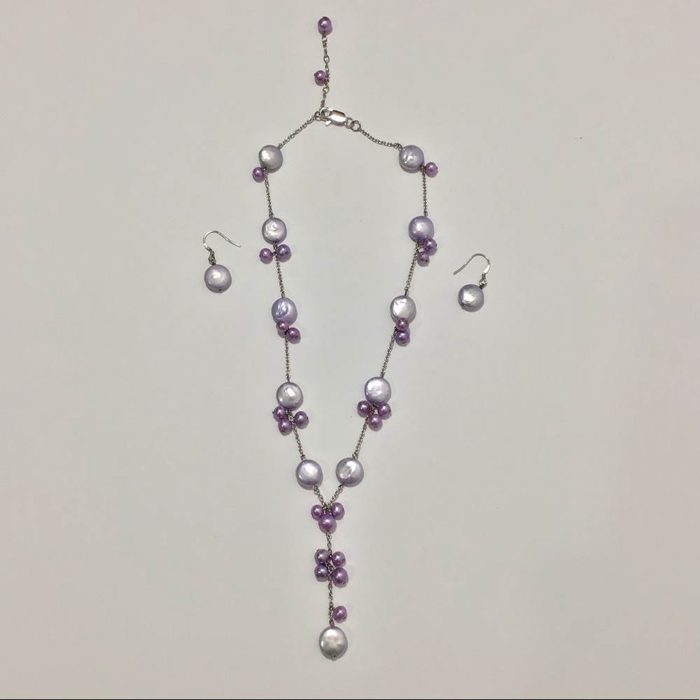 Purple necklace and matching earrings